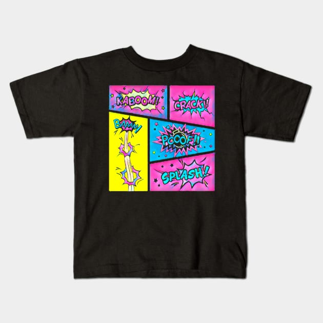 Artsy Comic Fun Kids T-Shirt by AlondraHanley